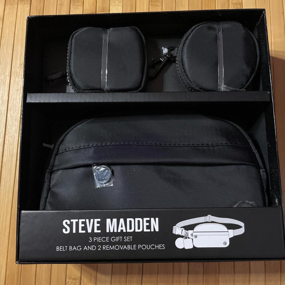 Steve Madden 3-Pc Gift Set Belt Bag + 2 Removable Pouches Coin Purse Earbud Case